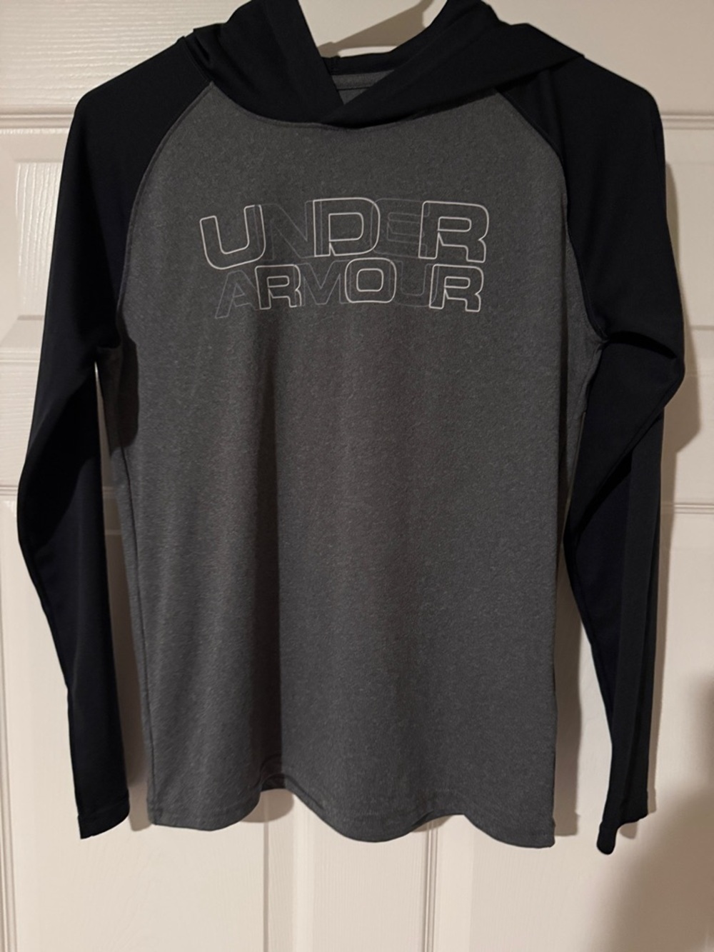 Under Armour Gray & Black Youth Hooded Pullover